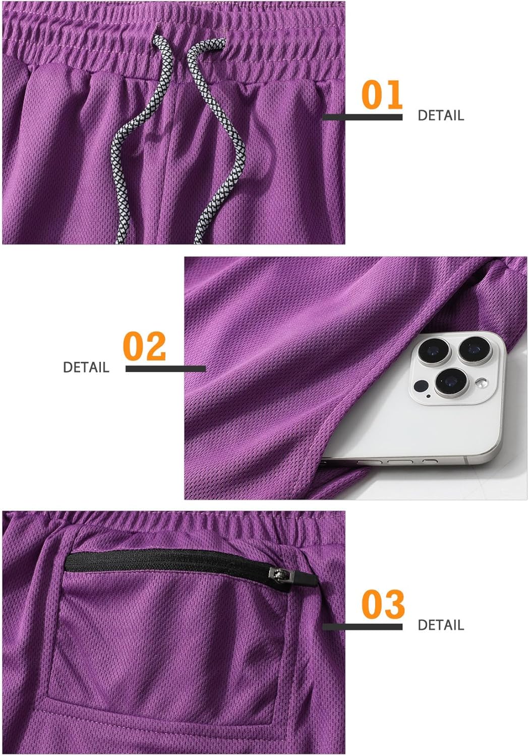 Mens Running Shorts，Workout Running Shorts for Men，2-in-1 Stealth Shorts， 7-Inch Gym Yoga Outdoor Sports Shorts