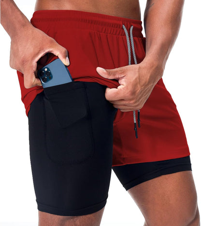 Mens Running Shorts，Workout Running Shorts for Men，2-in-1 Stealth Shorts， 7-Inch Gym Yoga Outdoor Sports Shorts