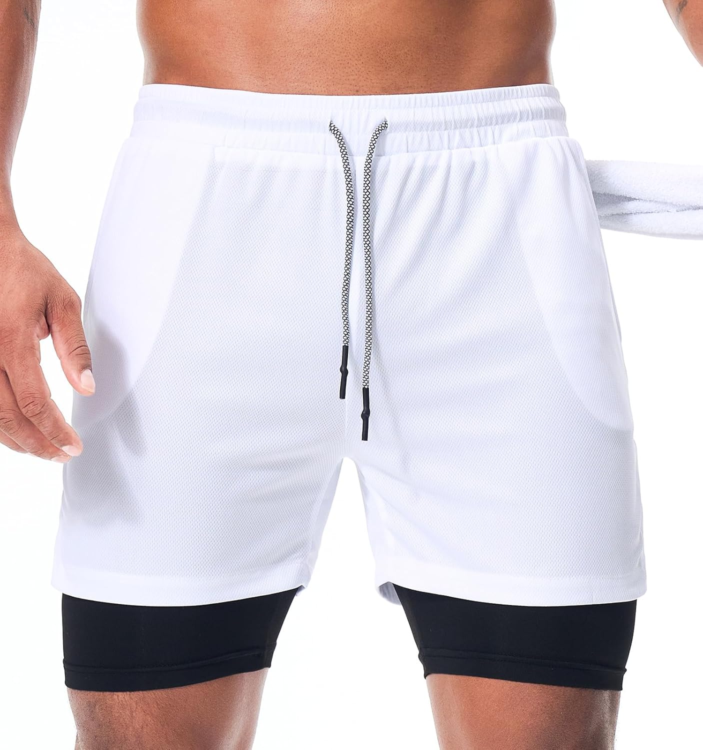 Mens Running Shorts，Workout Running Shorts for Men，2-in-1 Stealth Shorts， 7-Inch Gym Yoga Outdoor Sports Shorts
