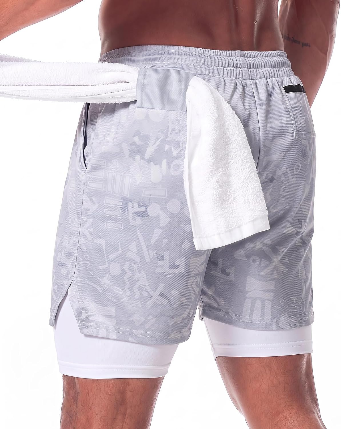 Mens Running Shorts，Workout Running Shorts for Men，2-in-1 Stealth Shorts， 7-Inch Gym Yoga Outdoor Sports Shorts