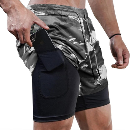 Mens Running Shorts，Workout Running Shorts for Men，2-in-1 Stealth Shorts， 7-Inch Gym Yoga Outdoor Sports Shorts