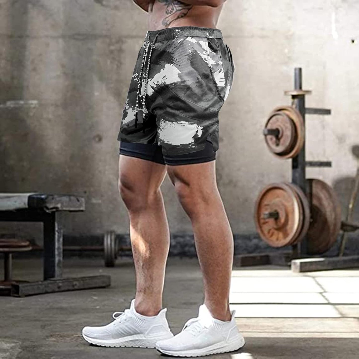 Mens Running Shorts，Workout Running Shorts for Men，2-in-1 Stealth Shorts， 7-Inch Gym Yoga Outdoor Sports Shorts