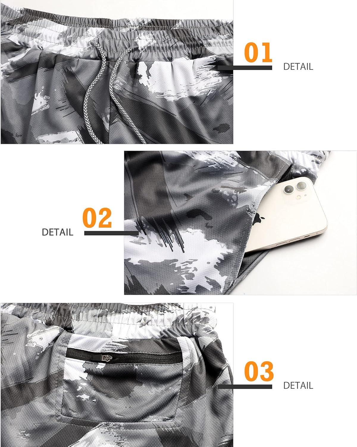Mens Running Shorts，Workout Running Shorts for Men，2-in-1 Stealth Shorts， 7-Inch Gym Yoga Outdoor Sports Shorts