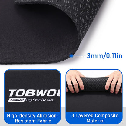 Non-Slip Workout Mat for Ellipse Leg Exerciser, Ellipse Machine Mat, Exercise Mat for Under Desk Ellipticals, Suitable for Electric Seated Foot Pedal Exerciser, Stability & Floor Protection