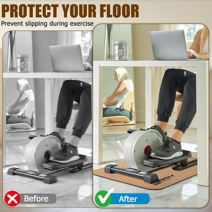 Non-Slip Workout Mat for Ellipse Leg Exerciser, Ellipse Machine Mat, Exercise Mat for Under Desk Ellipticals, Suitable for Electric Seated Foot Pedal Exerciser, Stability & Floor Protection