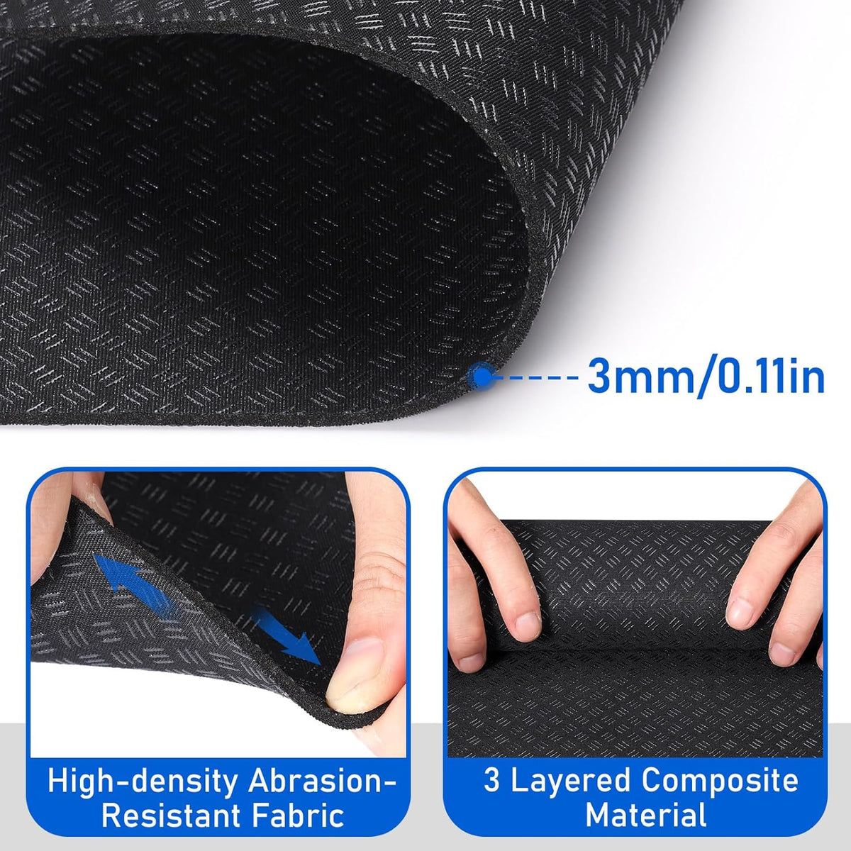 Non-Slip Workout Mat for Ellipse Leg Exerciser, Ellipse Machine Mat, Exercise Mat for Under Desk Ellipticals, Suitable for Electric Seated Foot Pedal Exerciser, Stability & Floor Protection