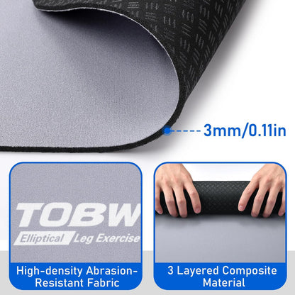Non-Slip Workout Mat for Ellipse Leg Exerciser, Ellipse Machine Mat, Exercise Mat for Under Desk Ellipticals, Suitable for Electric Seated Foot Pedal Exerciser, Stability & Floor Protection
