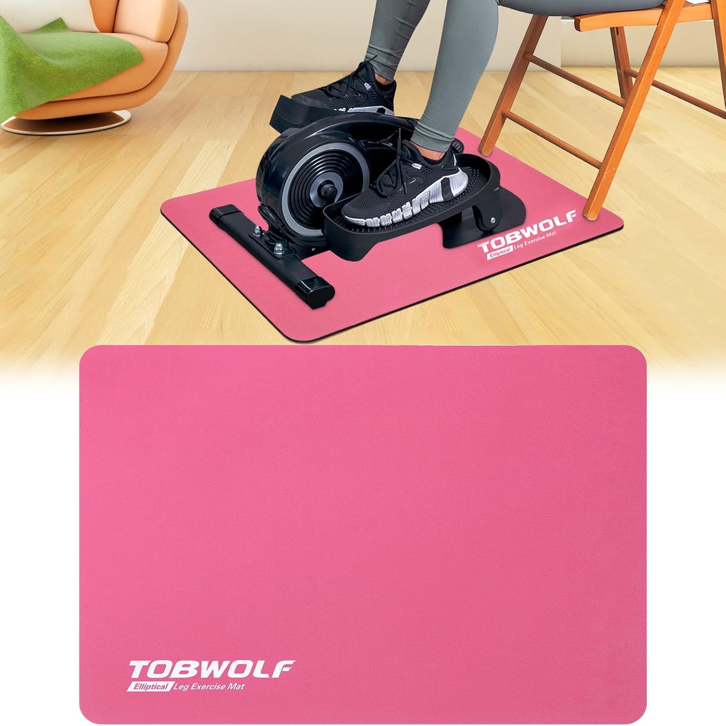 Non-Slip Workout Mat for Ellipse Leg Exerciser, Ellipse Machine Mat, Exercise Mat for Under Desk Ellipticals, Suitable for Electric Seated Foot Pedal Exerciser, Stability & Floor Protection