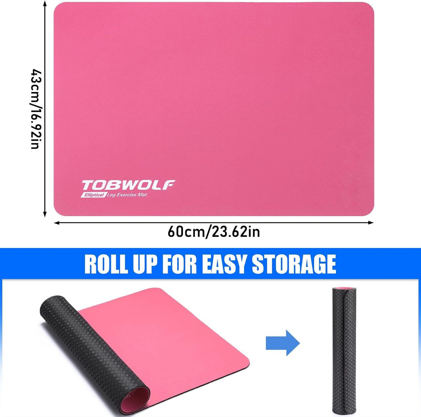 Non-Slip Workout Mat for Ellipse Leg Exerciser, Ellipse Machine Mat, Exercise Mat for Under Desk Ellipticals, Suitable for Electric Seated Foot Pedal Exerciser, Stability & Floor Protection