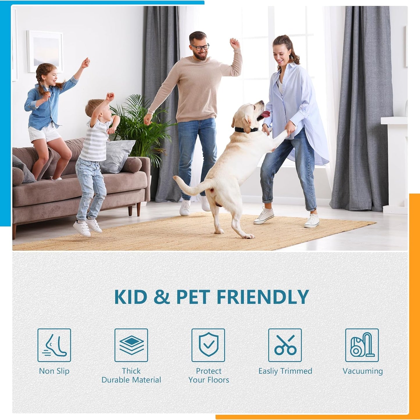 3X5 FT Non-Slip Rug Pad Gripper for Hardwood Floors, Tile, & Carpet – Anti-Slip Rug Pads to Keep Area Rugs Secure and in Place, Protects Floors, Prevents Slipping and Sliding