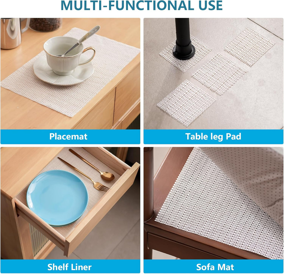 3X5 FT Non-Slip Rug Pad Gripper for Hardwood Floors, Tile, & Carpet – Anti-Slip Rug Pads to Keep Area Rugs Secure and in Place, Protects Floors, Prevents Slipping and Sliding
