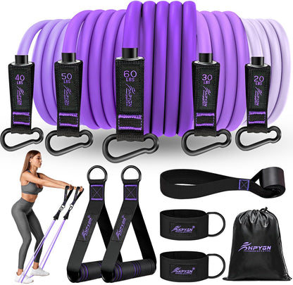 Resistance Bands, Exercise Bands with Handles, Fitness Bands, Workout Bands with Door Anchor and Ankle Straps, for Heavy Resistance Training, Physical Therapy, Shape Body, Yoga, Home Workout Set