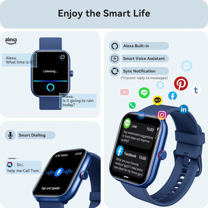 Smart Watch for Women Men, Smartwatch for iPhone & Android Bluetooth (Answer/Call) Built-in Alexa, 1.91" HD Fitness Tracker with 105+ Sport Modes, IP68 Waterproof, Sleep/Heart Rate/SpO2/Stress Monitor