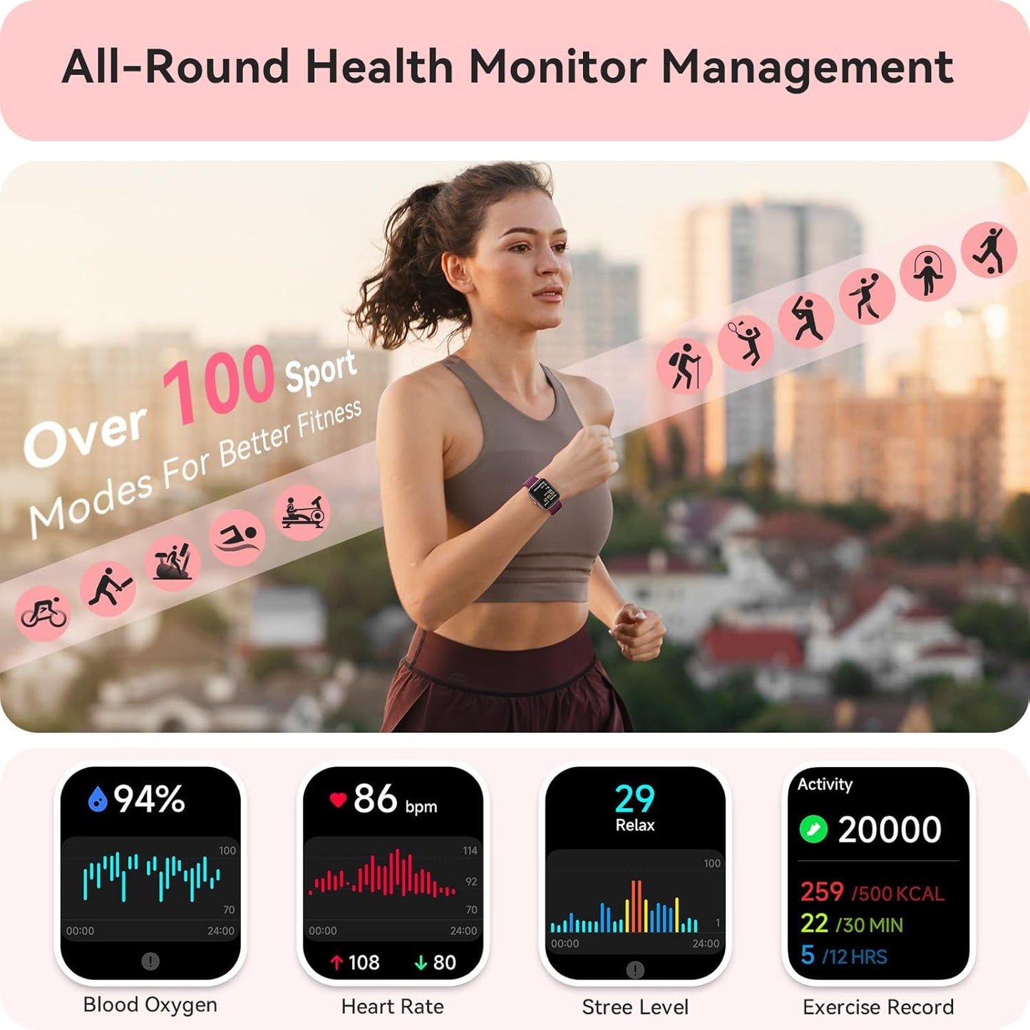 Smart Watch for Women Men, Smartwatch for iPhone & Android Bluetooth (Answer/Call) Built-in Alexa, 1.91" HD Fitness Tracker with 105+ Sport Modes, IP68 Waterproof, Sleep/Heart Rate/SpO2/Stress Monitor