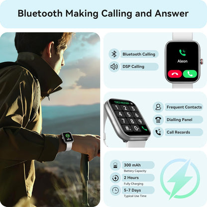 Smart Watch for Women Men, Smartwatch for iPhone & Android Bluetooth (Answer/Call) Built-in Alexa, 1.91" HD Fitness Tracker with 105+ Sport Modes, IP68 Waterproof, Sleep/Heart Rate/SpO2/Stress Monitor