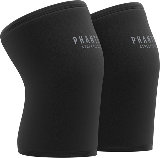 7mm Compression Knee Sleeves for Weightlifting Support, Powerlifting Strength, Heavy Squats, Cross Training, Gym Fitness, Sports – Strong Thick Neoprene Knee Braces for Men & Women (2 Pack, Large)