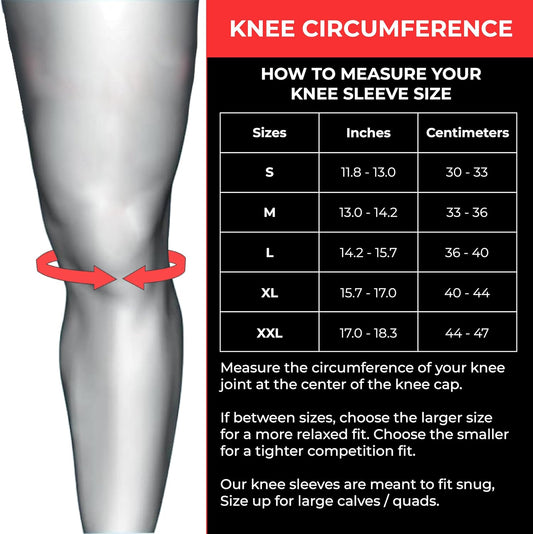 7mm Compression Knee Sleeves for Weightlifting Support, Powerlifting Strength, Heavy Squats, Cross Training, Gym Fitness, Sports – Strong Thick Neoprene Knee Braces for Men & Women (2 Pack, Large)