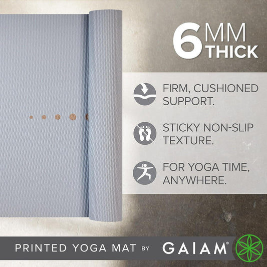 Premium Yoga Mat, 6mm Thick Print Mat | Premium 6mm thick cushioning for joint support. Non-slip print design for yoga, Pilates & floor workouts.