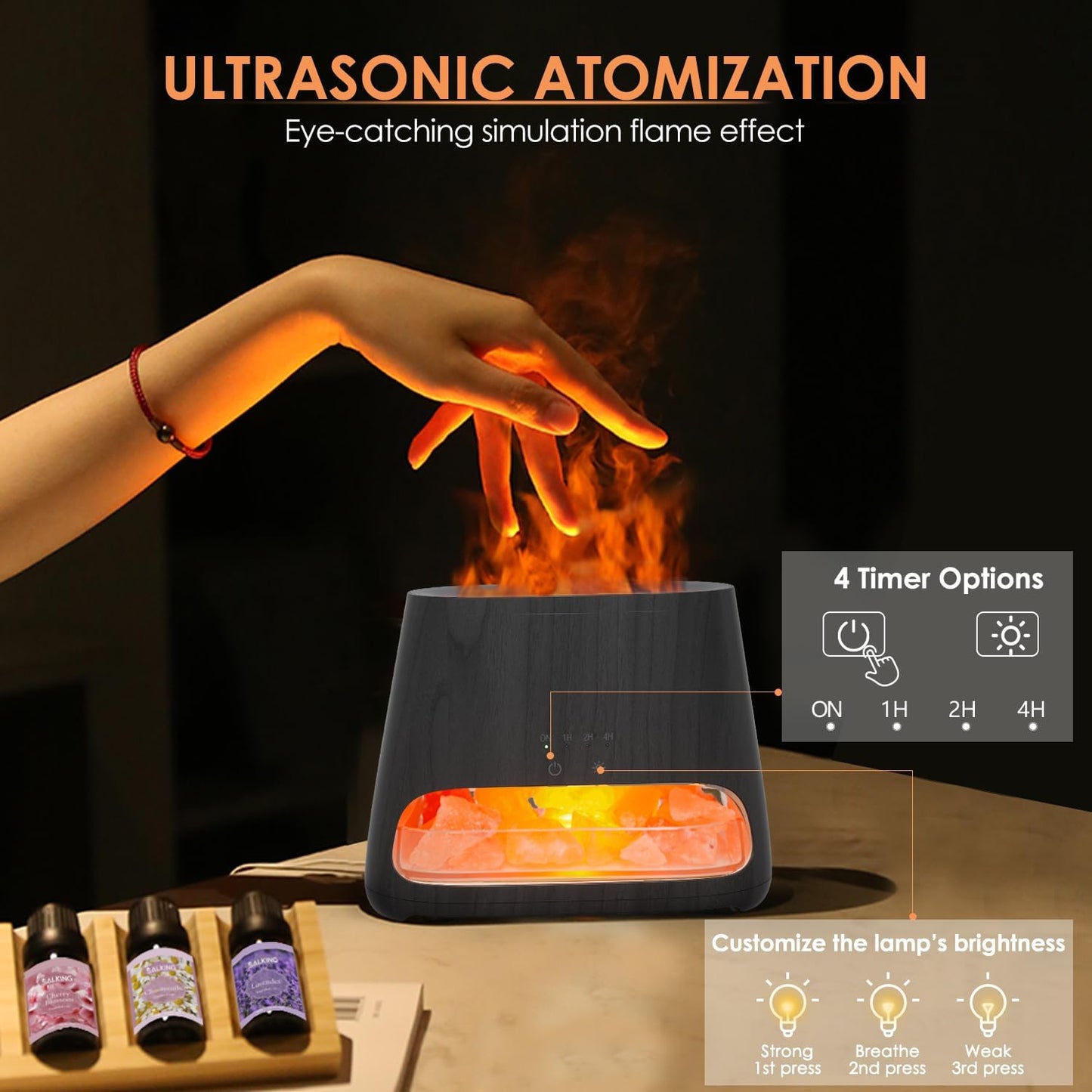 2-in-1 Essential Oil Diffuser for Home & Himalayan Salt Lamp, 150ml