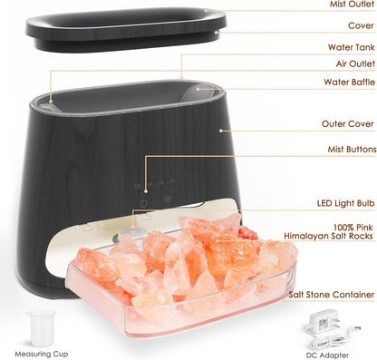 2-in-1 Essential Oil Diffuser for Home & Himalayan Salt Lamp, 150ml