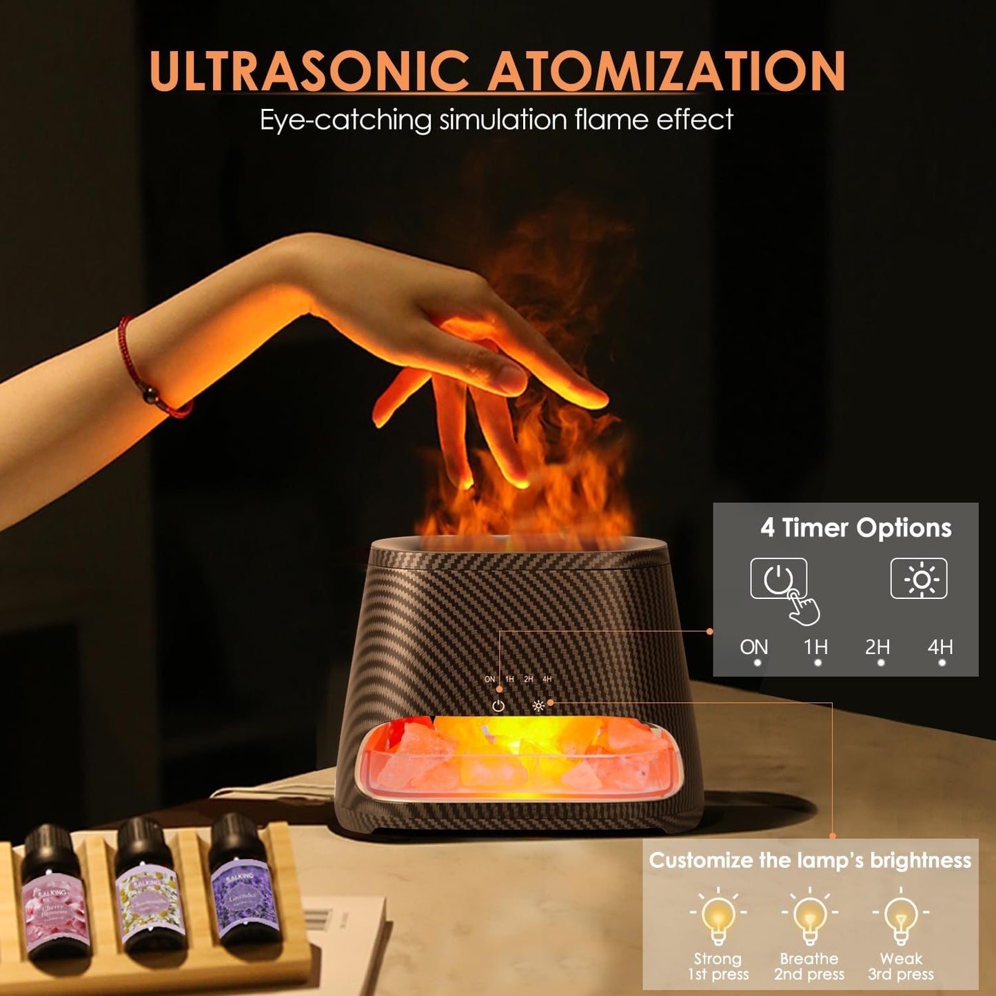 2-in-1 Essential Oil Diffuser for Home & Himalayan Salt Lamp, 150ml