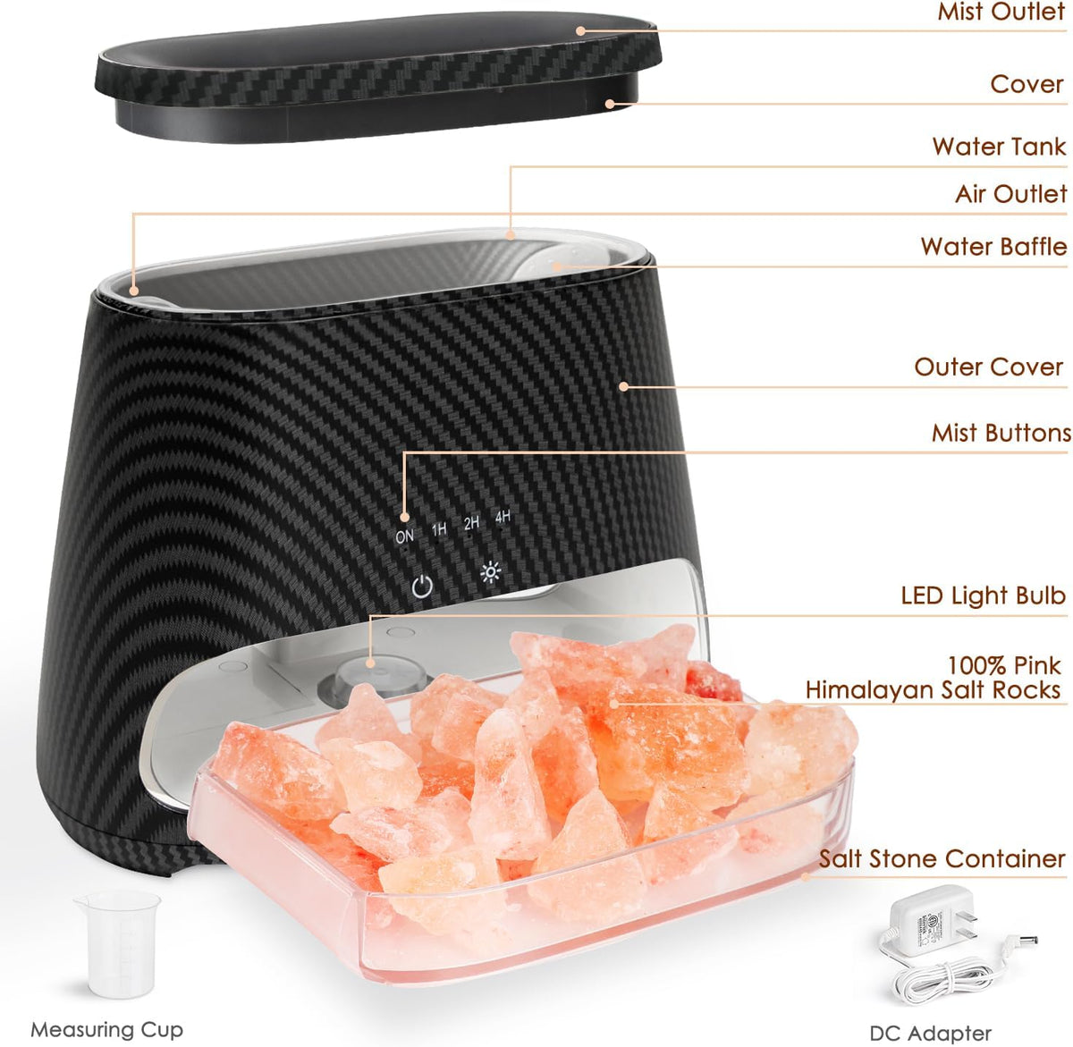 2-in-1 Essential Oil Diffuser for Home & Himalayan Salt Lamp, 150ml