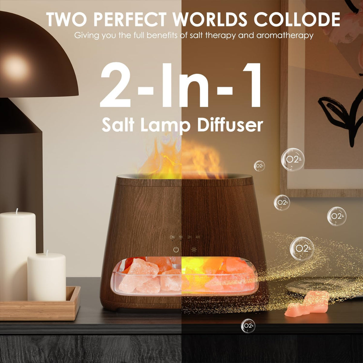 2-in-1 Essential Oil Diffuser for Home & Himalayan Salt Lamp, 150ml