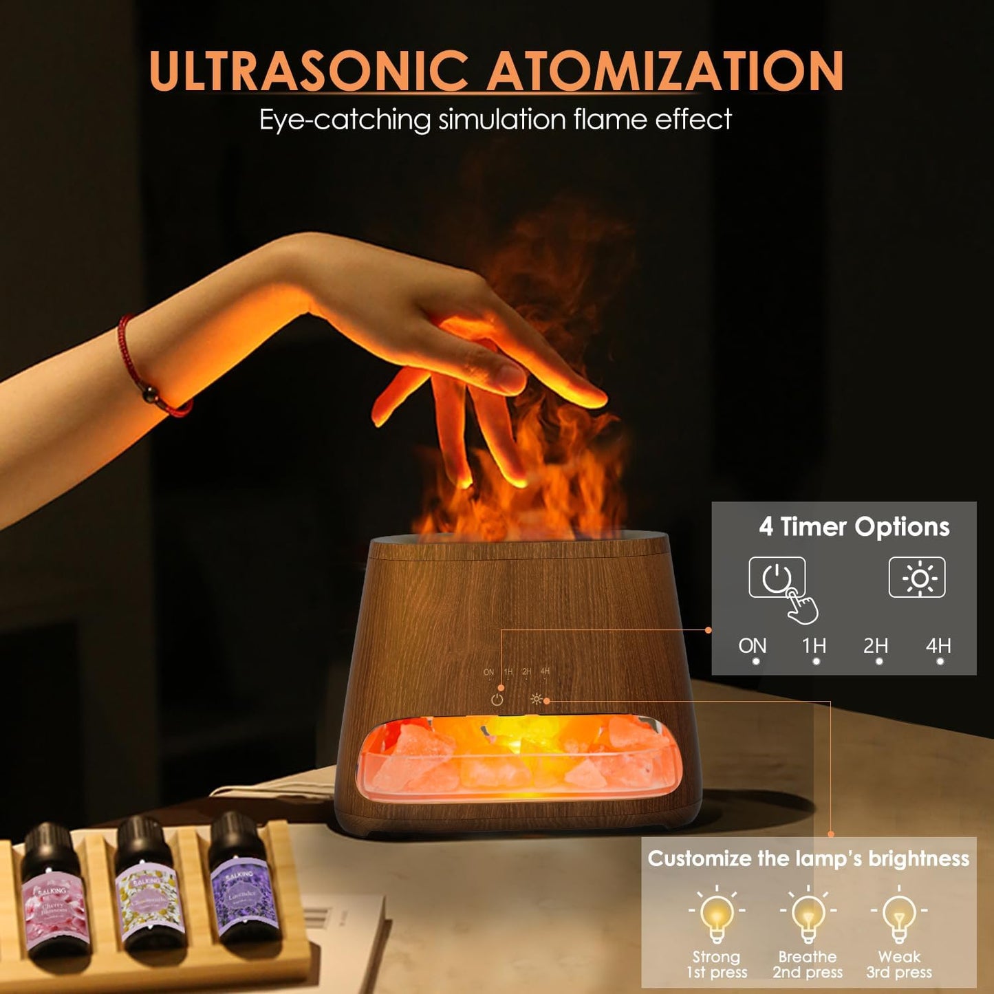 2-in-1 Essential Oil Diffuser for Home & Himalayan Salt Lamp, 150ml