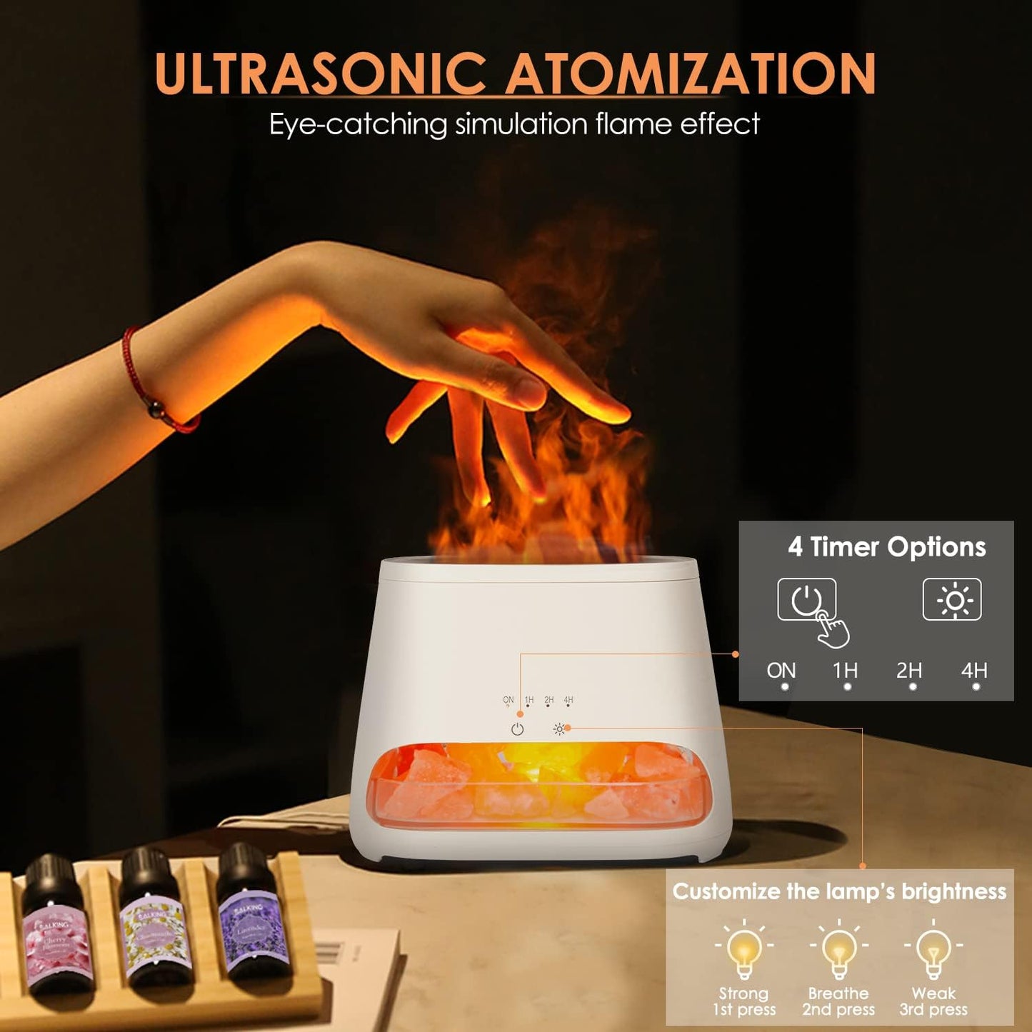 2-in-1 Essential Oil Diffuser for Home & Himalayan Salt Lamp, 150ml