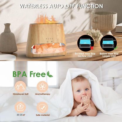 2-in-1 Essential Oil Diffuser for Home & Himalayan Salt Lamp, 150ml