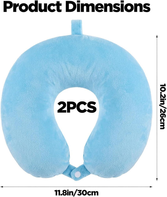 2 Pack Neck Pillow Covers with Zipper, Reusable Travel Pillow Cover, Washable U Shaped Replacement Cover, Soft Smooth Plush Fabric, Universal Fit Airplane Pillows Case