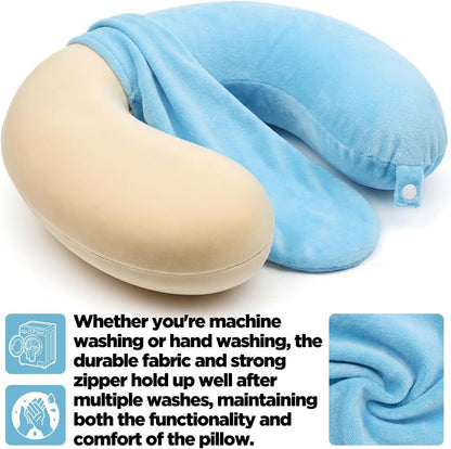 2 Pack Neck Pillow Covers with Zipper, Reusable Travel Pillow Cover, Washable U Shaped Replacement Cover, Soft Smooth Plush Fabric, Universal Fit Airplane Pillows Case