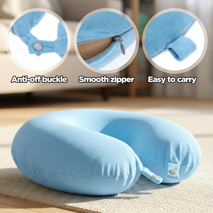 2 Pack Neck Pillow Covers with Zipper, Reusable Travel Pillow Cover, Washable U Shaped Replacement Cover, Soft Smooth Plush Fabric, Universal Fit Airplane Pillows Case