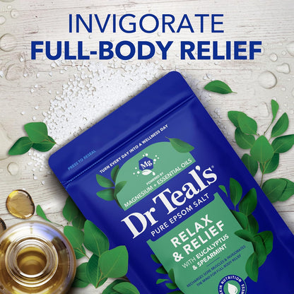 Pure Epsom Salt, Relax & Relief with Eucalyptus and Spearmint, 3 lb (Pack of 4)