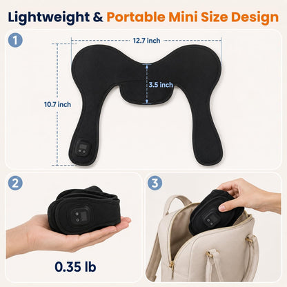 Cordless Electric Heating Pad for Neck & Shoulder, 5000mAh Rechargeable Neck Heating Pad with 3 Heat Levels 3 Time Settings, Portable Small Thin Mini Heated Neck Wrap (Black)