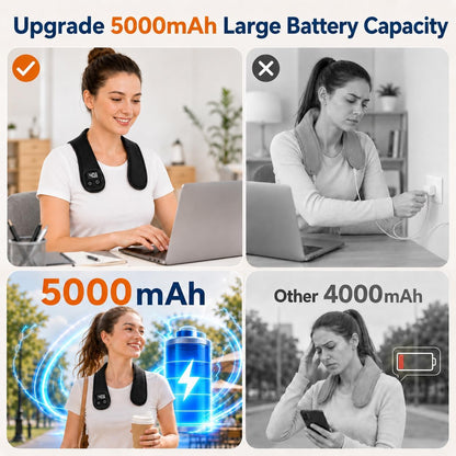 Cordless Electric Heating Pad for Neck & Shoulder, 5000mAh Rechargeable Neck Heating Pad with 3 Heat Levels 3 Time Settings, Portable Small Thin Mini Heated Neck Wrap (Black)