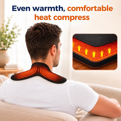 Cordless Electric Heating Pad for Neck & Shoulder, 5000mAh Rechargeable Neck Heating Pad with 3 Heat Levels 3 Time Settings, Portable Small Thin Mini Heated Neck Wrap (Black)