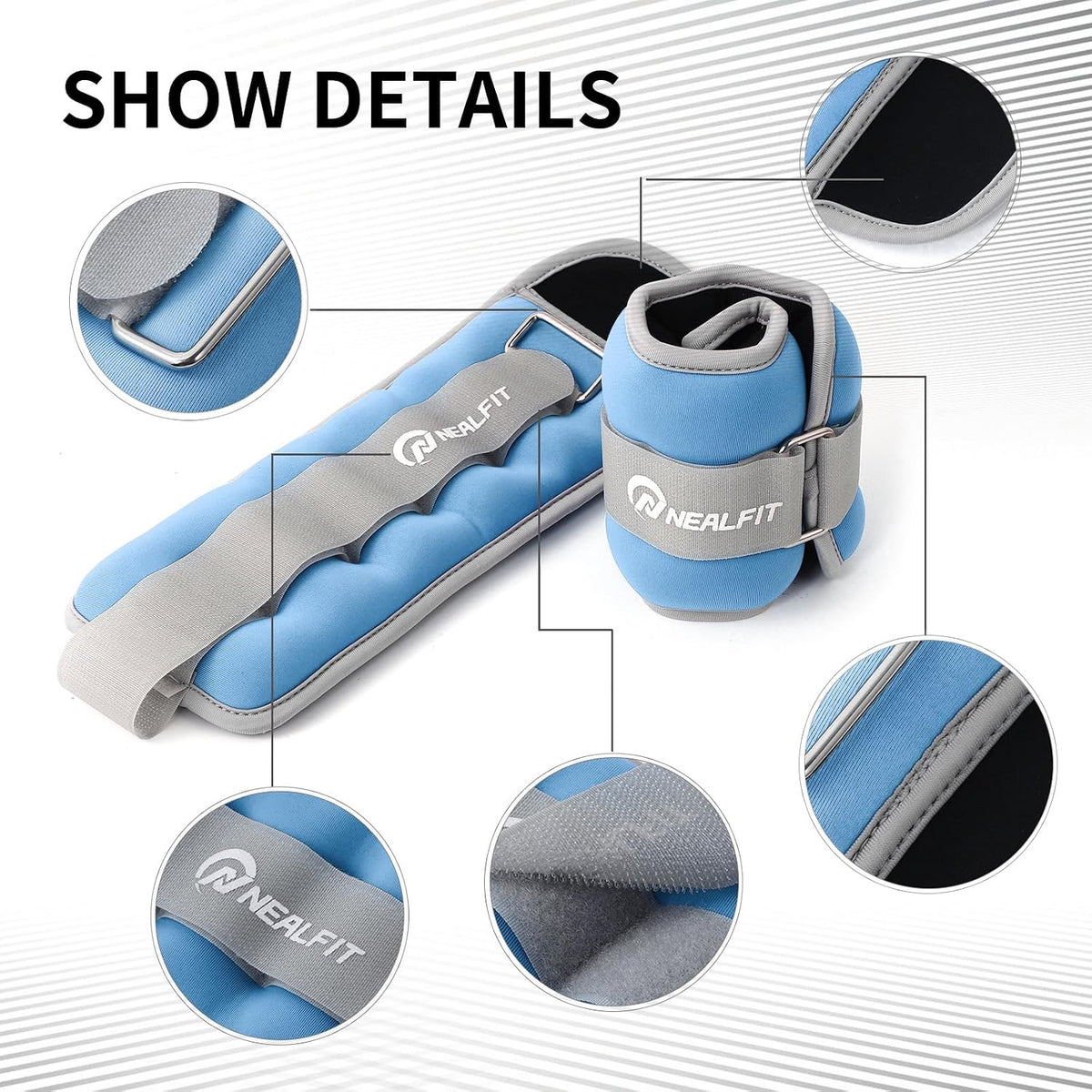 Ankle Weights 1/2/3/4/6/10 LBS for Men Women Kids, Leg Arm Wrist Weights with Adjustable Strap for Running, Aerobics, Strength Training, Physical Therapy, Fitness