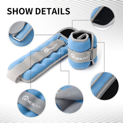 Ankle Weights 1/2/3/4/6/10 LBS for Men Women Kids, Leg Arm Wrist Weights with Adjustable Strap for Running, Aerobics, Strength Training, Physical Therapy, Fitness