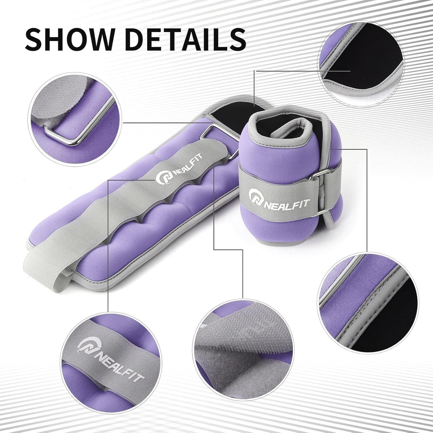Ankle Weights 1/2/3/4/6/10 LBS for Men Women Kids, Leg Arm Wrist Weights with Adjustable Strap for Running, Aerobics, Strength Training, Physical Therapy, Fitness