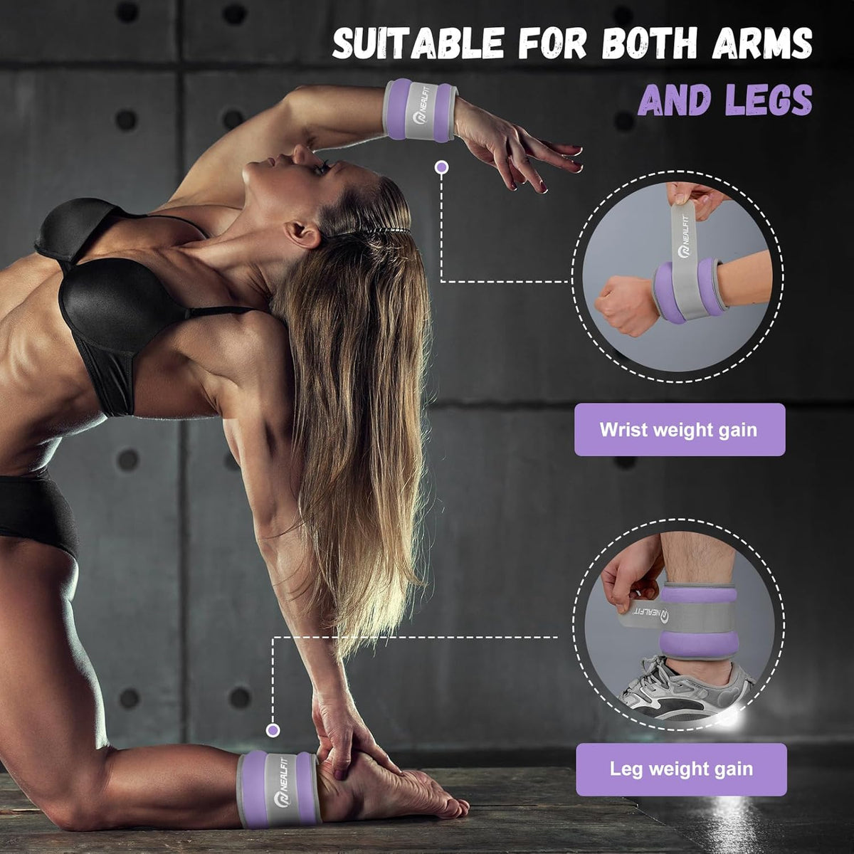 Ankle Weights 1/2/3/4/6/10 LBS for Men Women Kids, Leg Arm Wrist Weights with Adjustable Strap for Running, Aerobics, Strength Training, Physical Therapy, Fitness