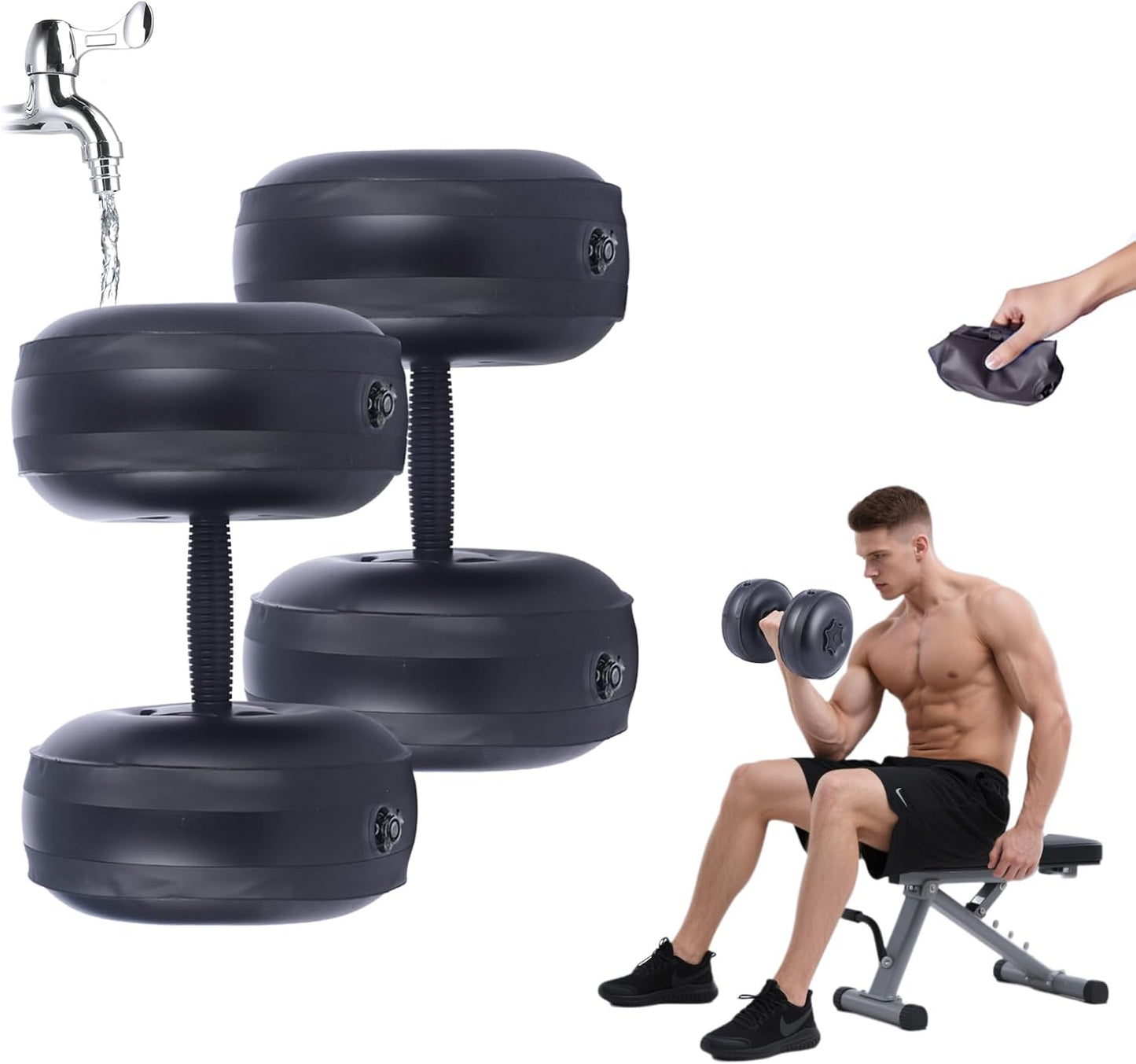 Water Filled Dumbbells Set - Water Filled Weights - Portable Travel Weights - Adjustable Dumbbells