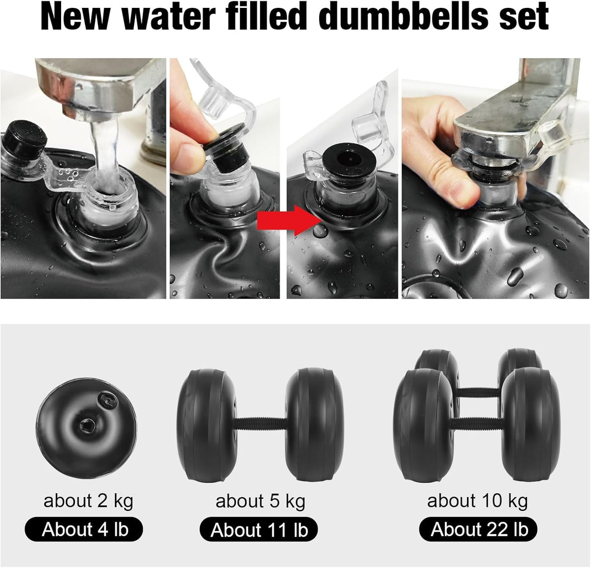 Water Filled Dumbbells Set - Water Filled Weights - Portable Travel Weights - Adjustable Dumbbells