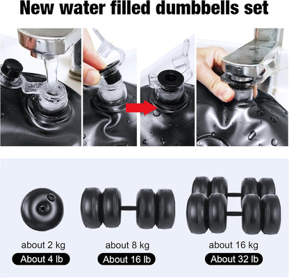 Water Filled Dumbbells Set - Water Filled Weights - Portable Travel Weights - Adjustable Dumbbells