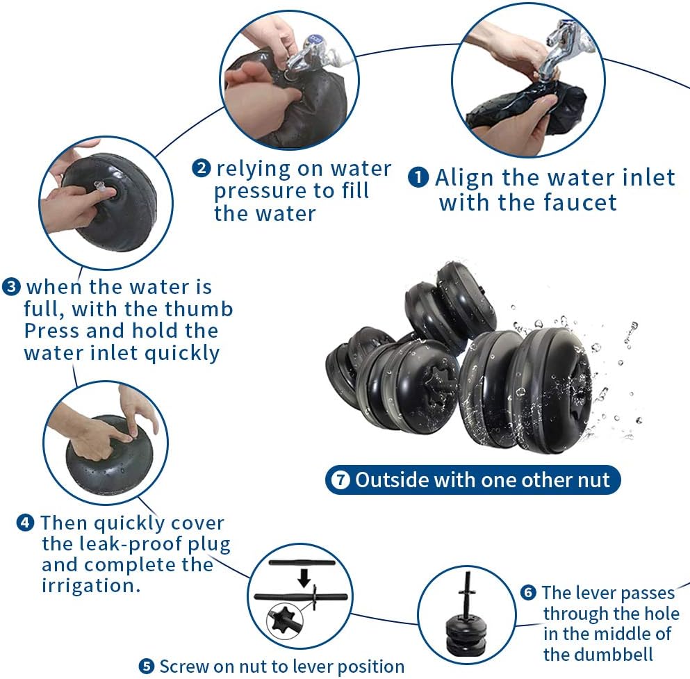 Water Filled Dumbbells Set - Water Filled Weights - Portable Travel Weights - Adjustable Dumbbells