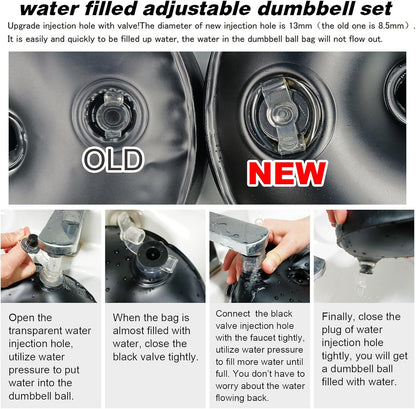 Water Filled Dumbbells Set - Water Filled Weights - Portable Travel Weights - Adjustable Dumbbells