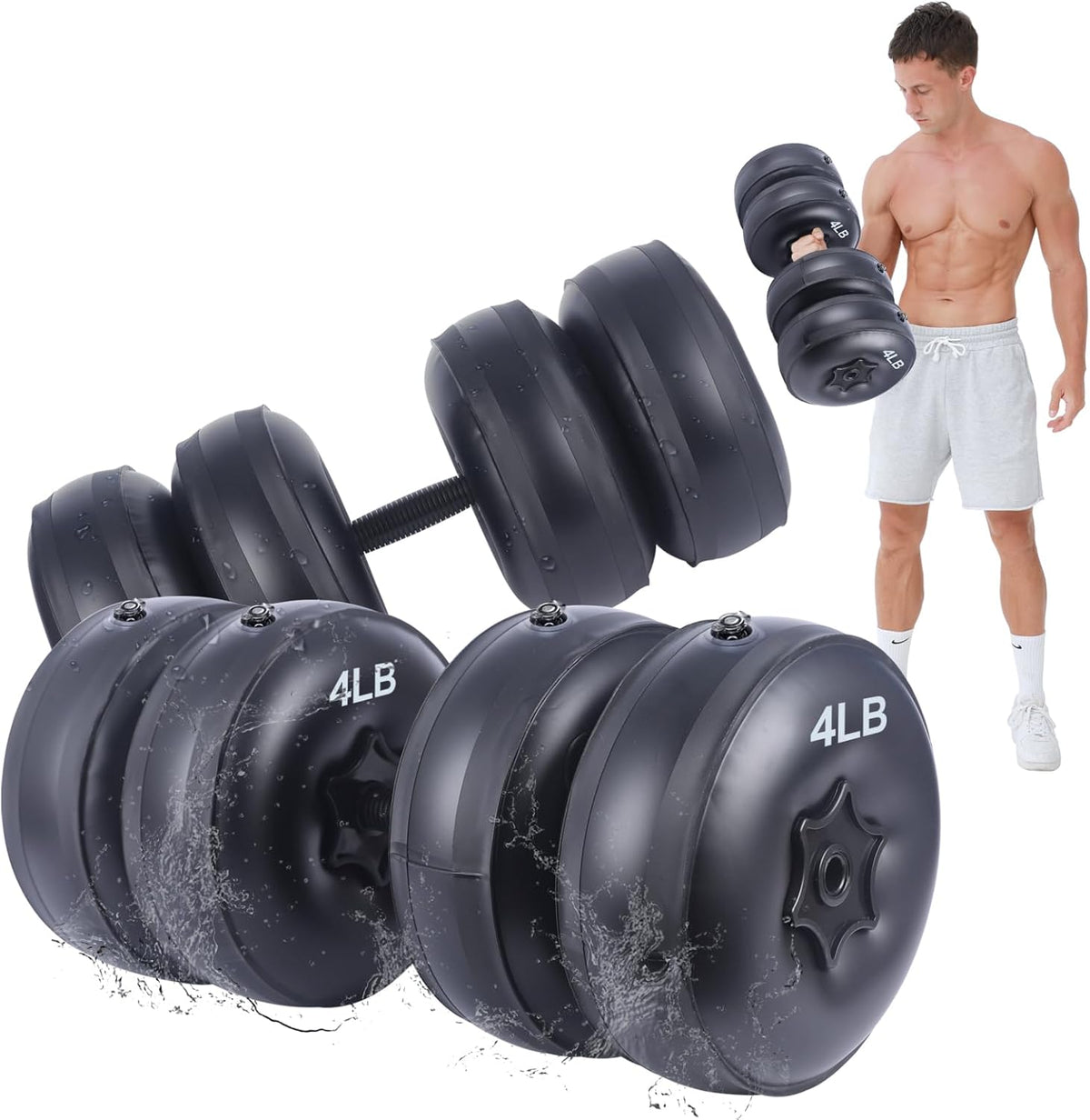 Water Filled Dumbbells Set - Water Filled Weights - Portable Travel Weights - Adjustable Dumbbells
