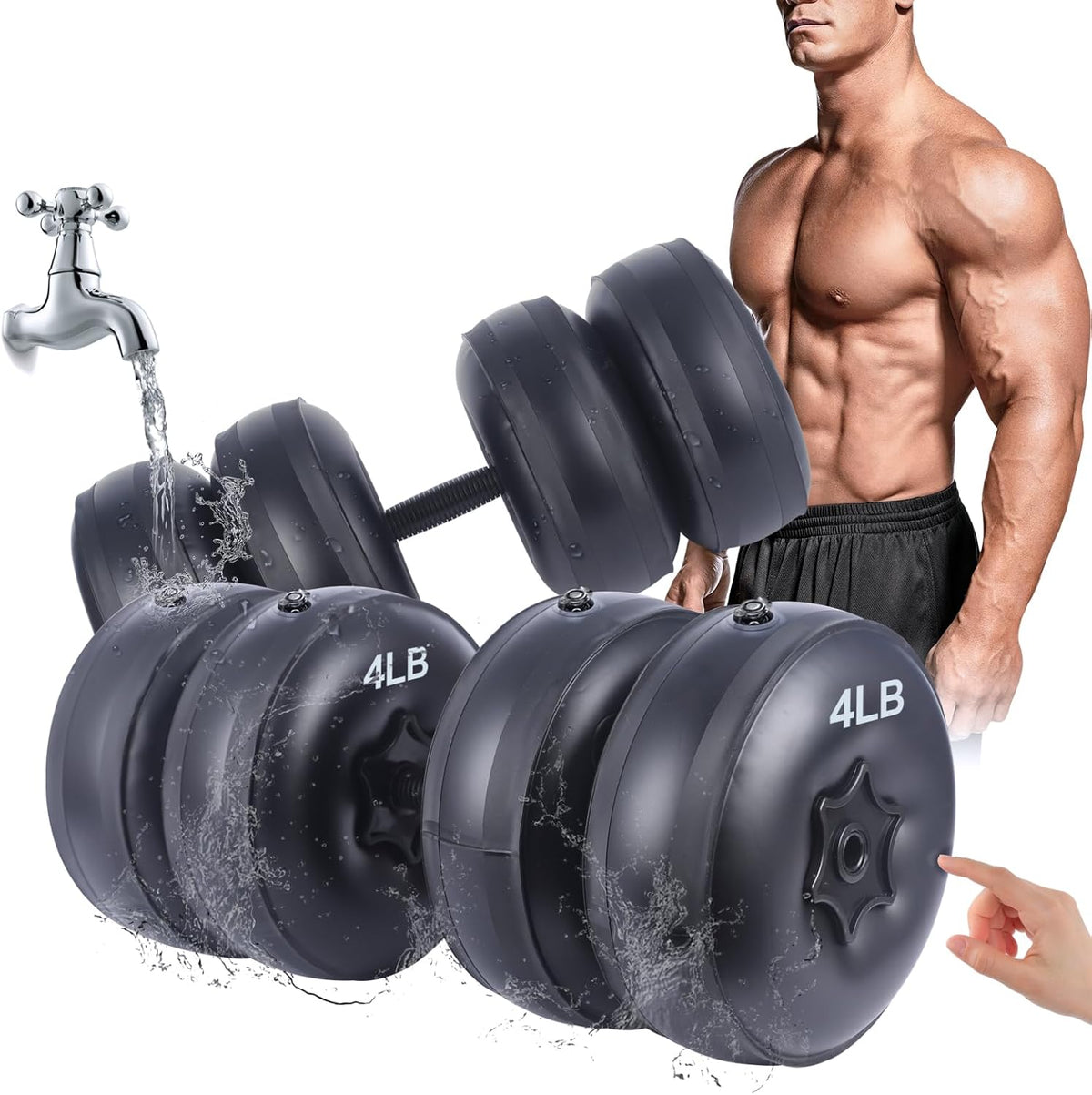 Water Filled Dumbbells Set - Water Filled Weights - Portable Travel Weights - Adjustable Dumbbells