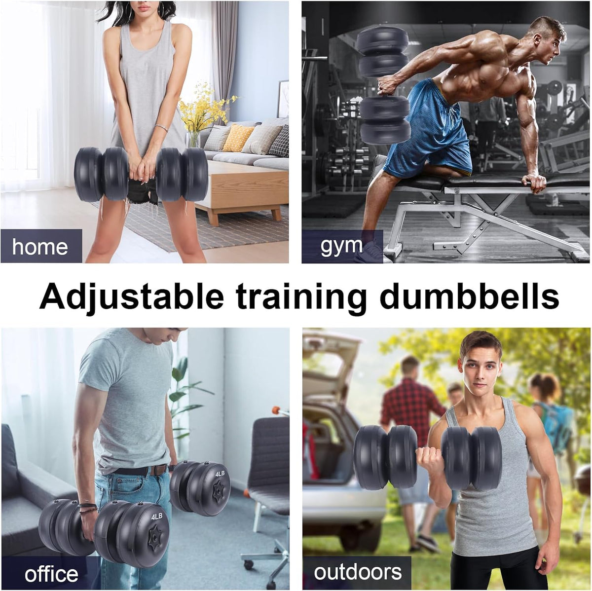 Water Filled Dumbbells Set - Water Filled Weights - Portable Travel Weights - Adjustable Dumbbells