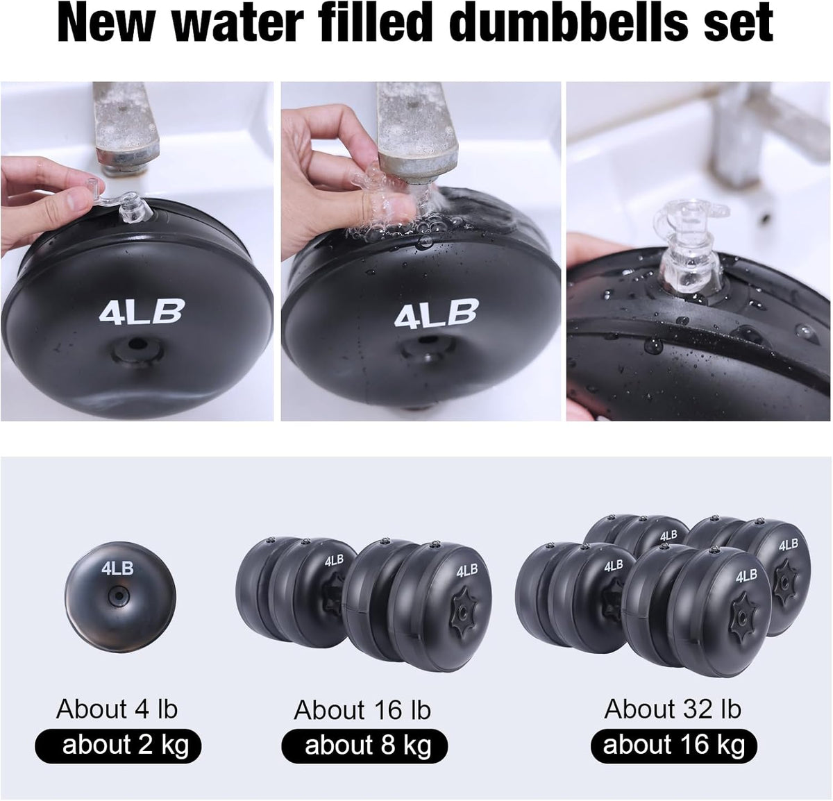 Water Filled Dumbbells Set - Water Filled Weights - Portable Travel Weights - Adjustable Dumbbells